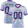 Custom Light Blue Purple-Pea Green 3D Pattern Abstract Trendy Holographic Vaporwave Style Authentic Football Jersey