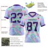 Custom Light Blue Purple-Pea Green 3D Pattern Abstract Trendy Holographic Vaporwave Style Authentic Football Jersey