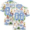 Custom White Light Blue 3D Pattern Beach Hawaii Palm Trees Authentic Football Jersey