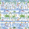 Custom White Light Blue 3D Pattern Beach Hawaii Palm Trees Authentic Football Jersey