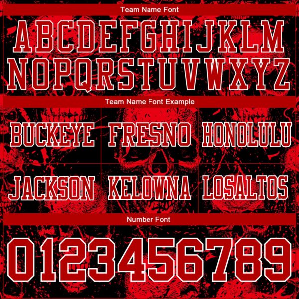 Custom Black Red-White 3D Pattern Halloween Skull Authentic Football Jersey