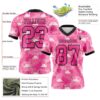 Custom Pink Black 3D Pattern Flamingo Authentic Football Jersey