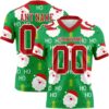Custom Green Red-White 3D Pattern Christmas Authentic Football Jersey