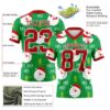 Custom Green Red-White 3D Pattern Christmas Authentic Football Jersey