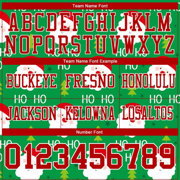 Custom Green Red-White 3D Pattern Christmas Authentic Football Jersey