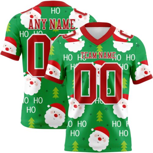 3DPattern7806 Custom Green Red-White 3D Pattern Christmas Authentic Football Jersey