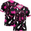 Custom Black Pink 3D Pattern Bowling Authentic Football Jersey