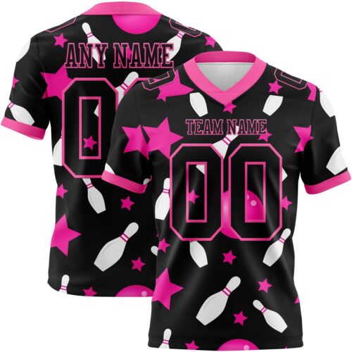 3DPattern7810 Custom Black Pink 3D Pattern Bowling Authentic Football Jersey