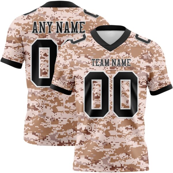 3DPattern7812 Custom Camo Black-White 3D Pattern Salute To Service Authentic Football Jersey