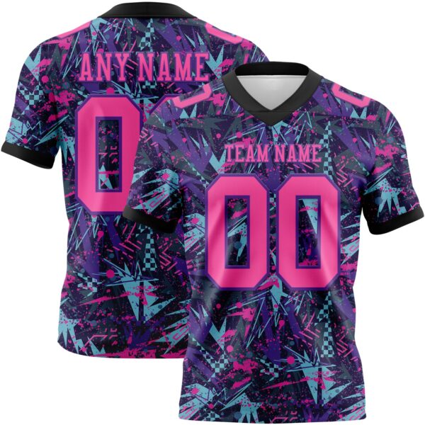 3DPattern7813 Custom Graffiti Pattern Pink Purple-Black 3D Pattern Creative Geometric Figures And Dots Authentic Football Jersey