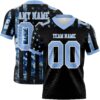 Custom Black Light Blue-White 3D Pattern American Flag Authentic Football Jersey