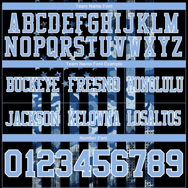 Custom Black Light Blue-White 3D Pattern American Flag Authentic Football Jersey