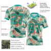Custom Teal Orange 3D Pattern Hawaii Palm Leaves And Flowers Authentic Football Jersey