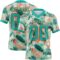 3DPattern7816 Custom Teal Orange 3D Pattern Hawaii Palm Leaves And Flowers Authentic Football Jersey