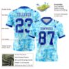 Custom Graffiti Pattern Thunder Blue-White 3D Pattern Scratch Authentic Football Jersey
