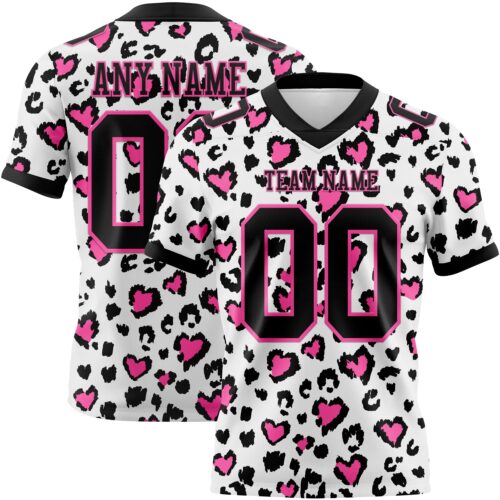 3DPattern7818 Custom White Black-Pink 3D Pattern Leopard Print Authentic Football Jersey