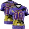 Custom Purple Black-Yellow 3D Pattern Sun Beach Hawaii Palm Trees Authentic Football Jersey
