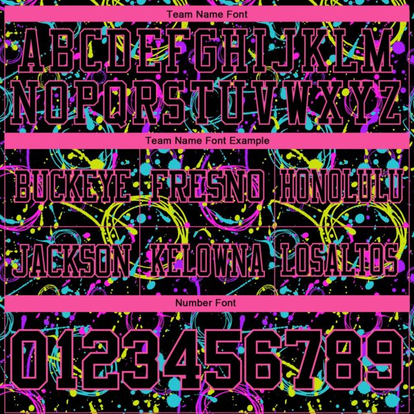 Custom Graffiti Pattern Black-Pink 3D Pattern Neon Splash Authentic Football Jersey