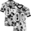 Custom Tie Dye White-Black 3D Pattern Authentic Football Jersey