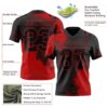 Custom Black Red 3D Pattern Abstract Brush Stroke Authentic Football Jersey