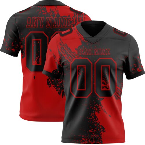 3DPattern8665 Custom Black Red 3D Pattern Abstract Brush Stroke Authentic Football Jersey