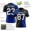 Custom Black White-Royal 3D Pattern Abstract Brush Stroke Authentic Football Jersey