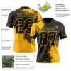 Custom Black Gold 3D Pattern Abstract Brush Stroke Authentic Football Jersey