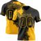3DPattern8670 Custom Black Gold 3D Pattern Abstract Brush Stroke Authentic Football Jersey