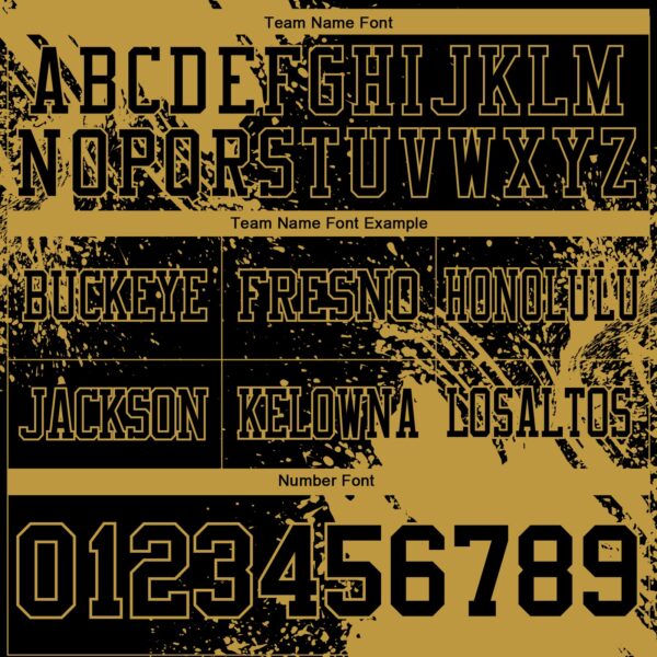 3DPattern8671-2 Custom Black Old Gold 3D Pattern Abstract Brush Stroke Authentic Football Jersey
