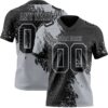 Custom Black Gray 3D Pattern Abstract Brush Stroke Authentic Football Jersey