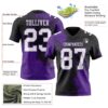 Custom Black White-Purple 3D Pattern Abstract Brush Stroke Authentic Football Jersey