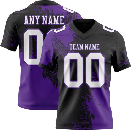 3DPattern8673 Custom Black White-Purple 3D Pattern Abstract Brush Stroke Authentic Football Jersey