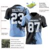 Custom Black White-Light Blue 3D Pattern Abstract Brush Stroke Authentic Football Jersey