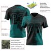 Custom Black Teal 3D Pattern Abstract Brush Stroke Authentic Football Jersey