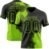 Custom Black Neon Green 3D Pattern Abstract Brush Stroke Authentic Football Jersey
