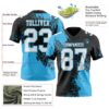 Custom Black White-Sky Blue 3D Pattern Abstract Brush Stroke Authentic Football Jersey