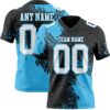 Custom Black White-Sky Blue 3D Pattern Abstract Brush Stroke Authentic Football Jersey