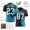 Custom Black White-Panther Blue 3D Pattern Abstract Brush Stroke Authentic Football Jersey