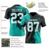 Custom Black White-Aqua 3D Pattern Abstract Brush Stroke Authentic Football Jersey