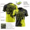 Custom Black Neon Yellow 3D Pattern Abstract Brush Stroke Authentic Football Jersey