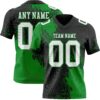 Custom Black White-Grass Green 3D Pattern Abstract Brush Stroke Authentic Football Jersey