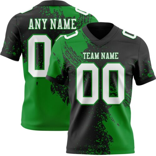 3DPattern8684 Custom Black White-Grass Green 3D Pattern Abstract Brush Stroke Authentic Football Jersey