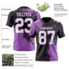 Custom Black White-Medium Purple 3D Pattern Abstract Brush Stroke Authentic Football Jersey