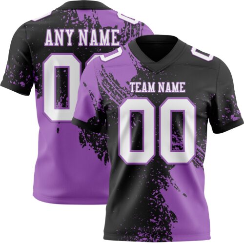3DPattern8686 Custom Black White-Medium Purple 3D Pattern Abstract Brush Stroke Authentic Football Jersey