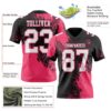Custom Black White-Neon Pink 3D Pattern Abstract Brush Stroke Authentic Football Jersey