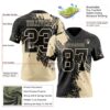 Custom Black Cream 3D Pattern Abstract Brush Stroke Authentic Football Jersey