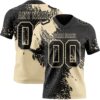 Custom Black Cream 3D Pattern Abstract Brush Stroke Authentic Football Jersey