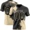 3DPattern8688 Custom Black Cream 3D Pattern Abstract Brush Stroke Authentic Football Jersey