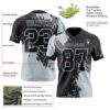 Custom Black Silver 3D Pattern Abstract Brush Stroke Authentic Football Jersey