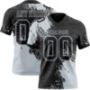 Custom Black Silver 3D Pattern Abstract Brush Stroke Authentic Football Jersey